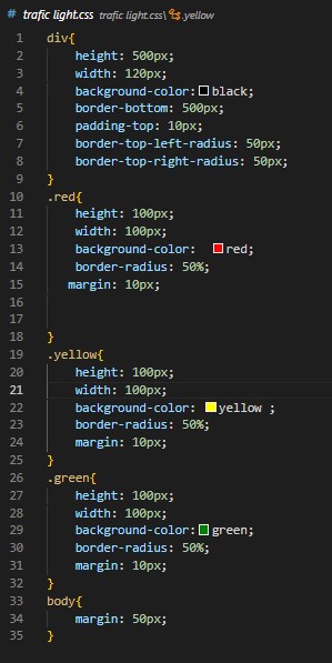 traffic light css code